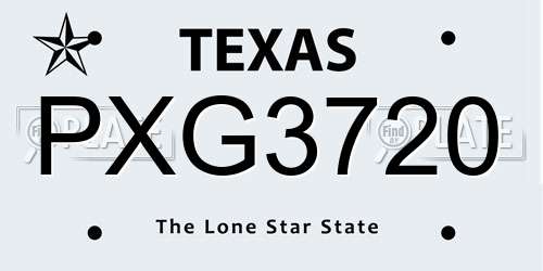 PXG3720 Texas License Plate
