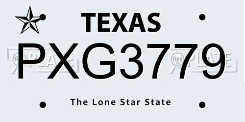 PXG3779 Texas License Plate