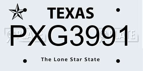 PXG3991 Texas License Plate