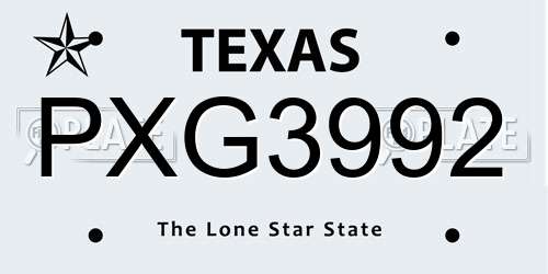 PXG3992 Texas License Plate