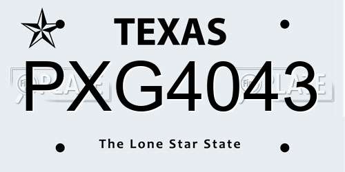 PXG4043 Texas License Plate