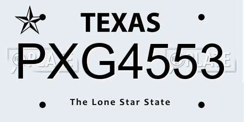 PXG4553 Texas License Plate