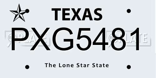 PXG5481 Texas License Plate