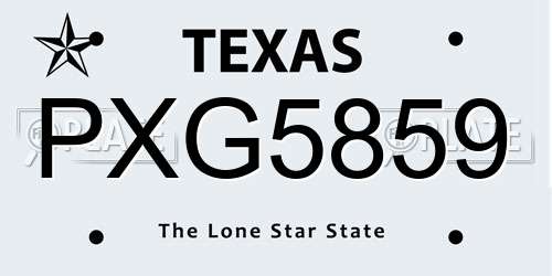 PXG5859 Texas License Plate