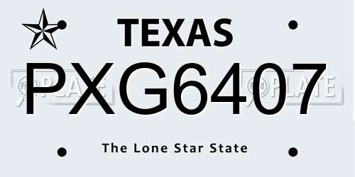 PXG6407 Texas License Plate