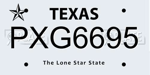 PXG6695 Texas License Plate