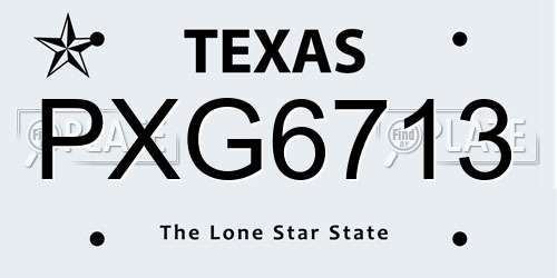 PXG6713 Texas License Plate