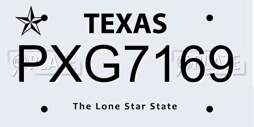 PXG7169 Texas License Plate