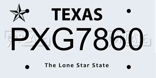 PXG7860 Texas License Plate