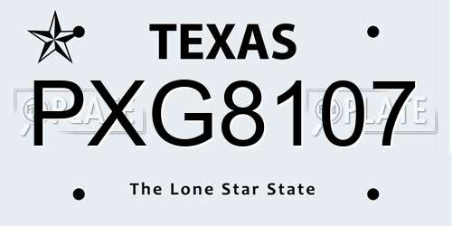 PXG8107 Texas License Plate