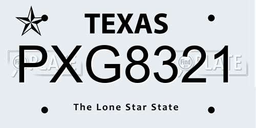 PXG8321 Texas License Plate
