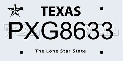 PXG8633 Texas License Plate