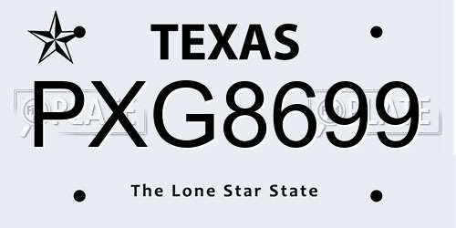 PXG8699 Texas License Plate
