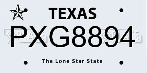 PXG8894 Texas License Plate