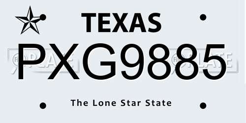 PXG9885 Texas License Plate