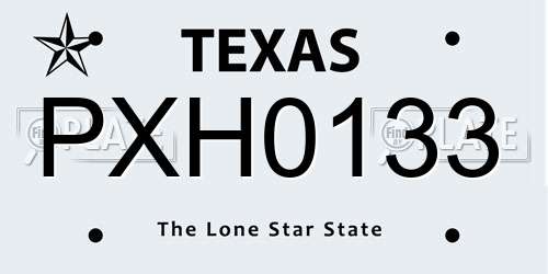 PXH0133 Texas License Plate