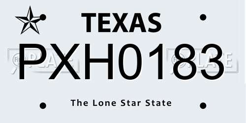 PXH0183 Texas License Plate