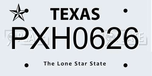 PXH0626 Texas License Plate