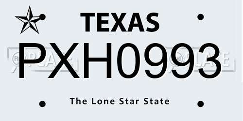PXH0993 Texas License Plate