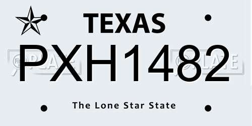 PXH1482 Texas License Plate