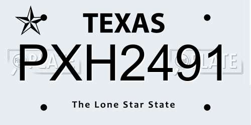 PXH2491 Texas License Plate