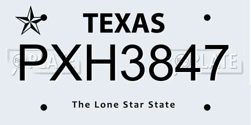 PXH3847 Texas License Plate