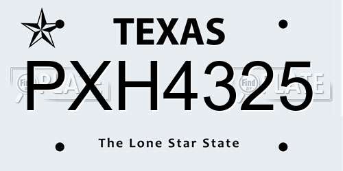 PXH4325 Texas License Plate