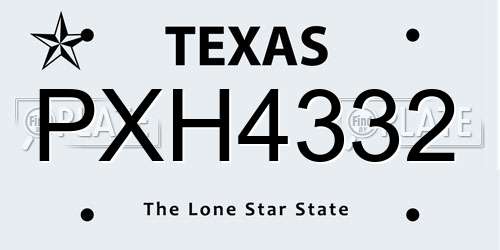 PXH4332 Texas License Plate