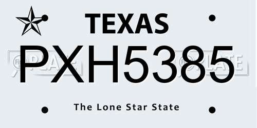 PXH5385 Texas License Plate