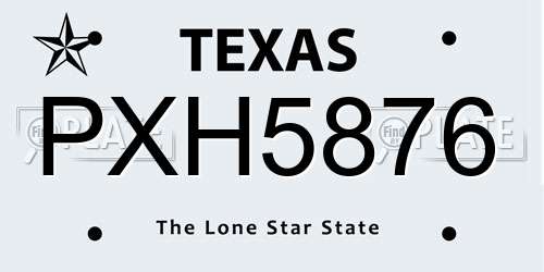 PXH5876 Texas License Plate