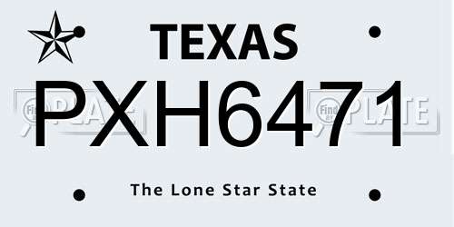 PXH6471 Texas License Plate