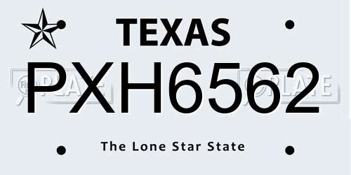 PXH6562 Texas License Plate