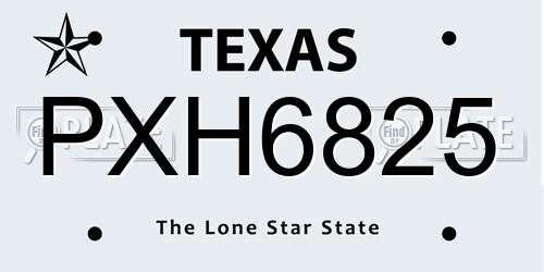PXH6825 Texas License Plate