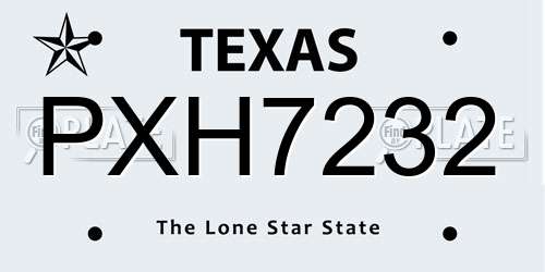 PXH7232 Texas License Plate
