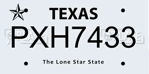 PXH7433 Texas License Plate