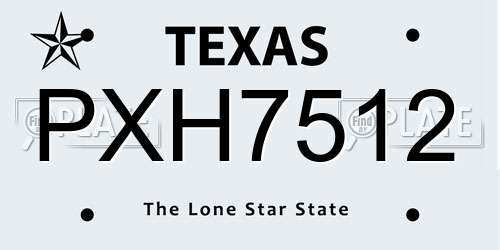 PXH7512 Texas License Plate
