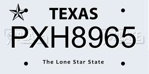 PXH8965 Texas License Plate