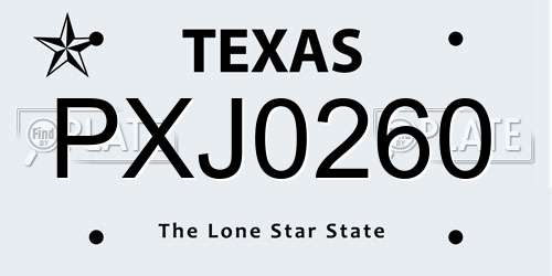 PXJ0260 Texas License Plate