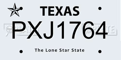 PXJ1764 Texas License Plate