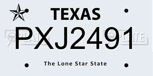 PXJ2491 Texas License Plate
