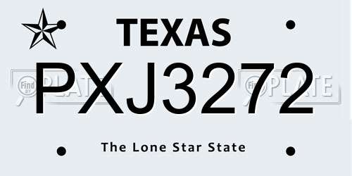 PXJ3272 Texas License Plate