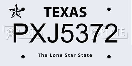 PXJ5372 Texas License Plate