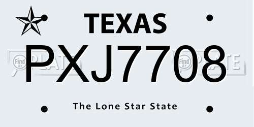 PXJ7708 Texas License Plate
