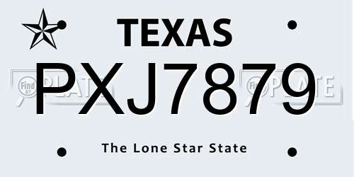 PXJ7879 Texas License Plate