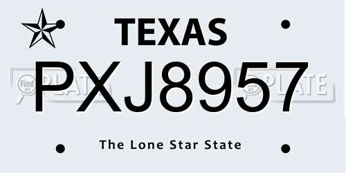 PXJ8957 Texas License Plate