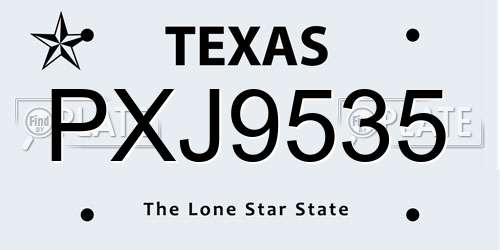 PXJ9535 Texas License Plate