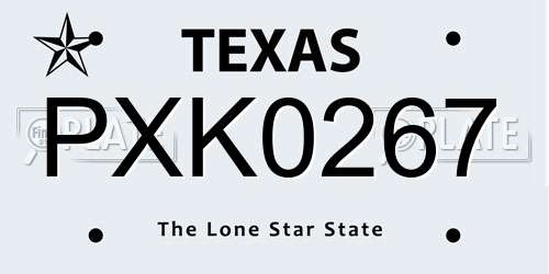 PXK0267 Texas License Plate