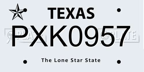 PXK0957 Texas License Plate