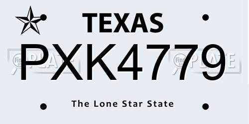 PXK4779 Texas License Plate