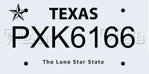 PXK6166 Texas License Plate